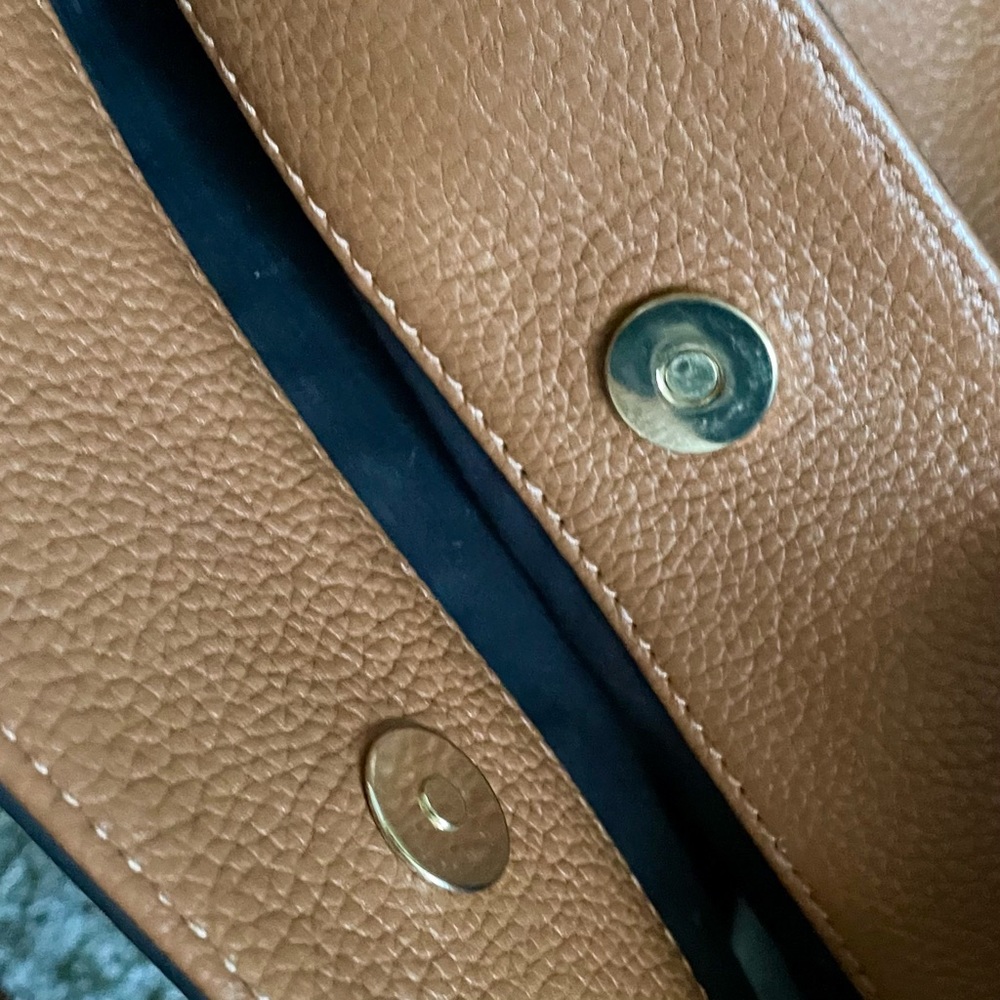 Rebecca Minkoff Caramel Brown Pebbled Leather Tote Bag Purse Black Lining - Picture 9 of 16